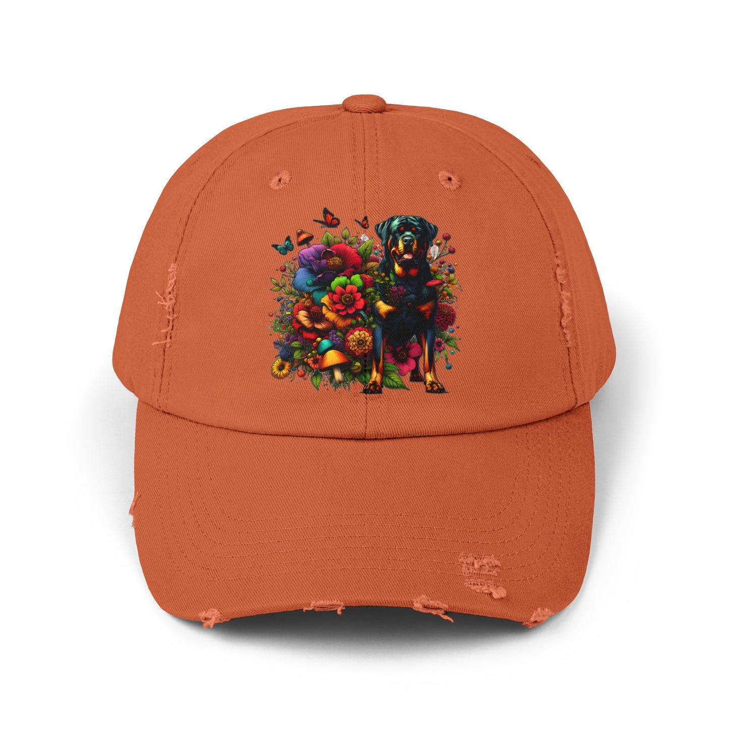 Botanical Rottweiler, Rottie dog - Unisex Distressed Cap