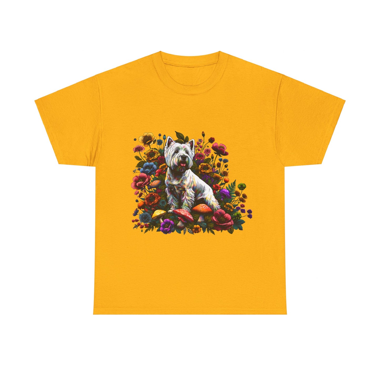 Botanical Westie, West White Highland Terrier dog - Unisex Heavy Cotton Tee
