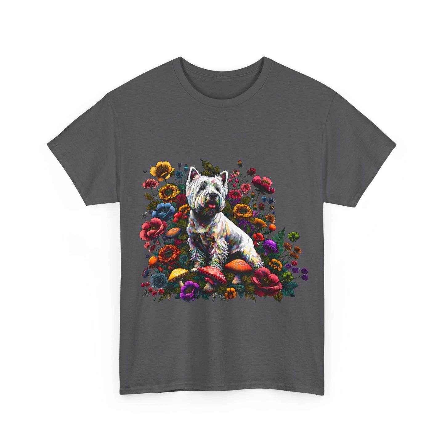 Botanical Westie, West White Highland Terrier dog - Unisex Heavy Cotton Tee