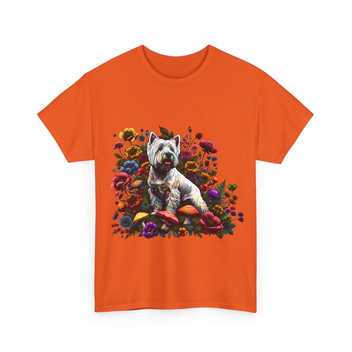 Botanical Westie, West White Highland Terrier dog - Unisex Heavy Cotton Tee
