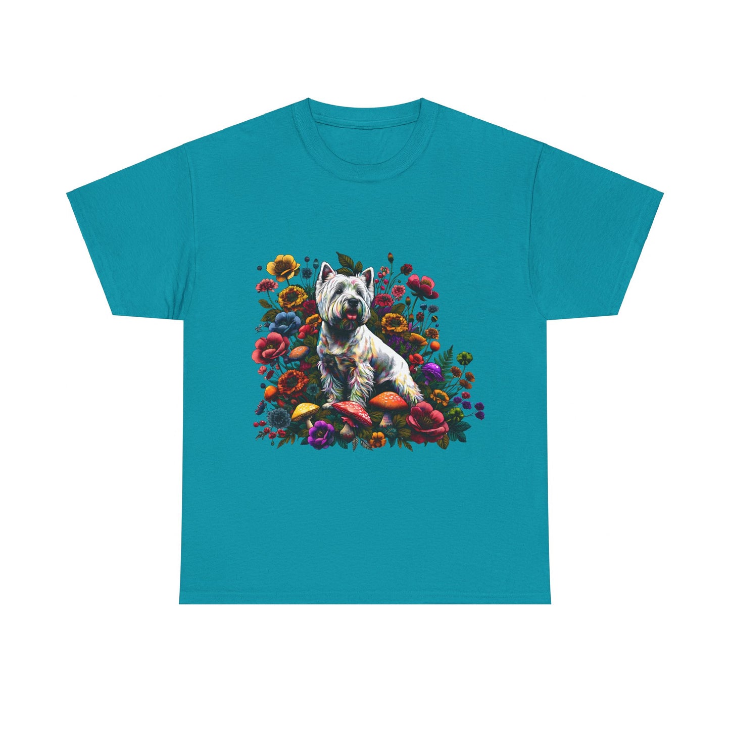 Botanical Westie, West White Highland Terrier dog - Unisex Heavy Cotton Tee