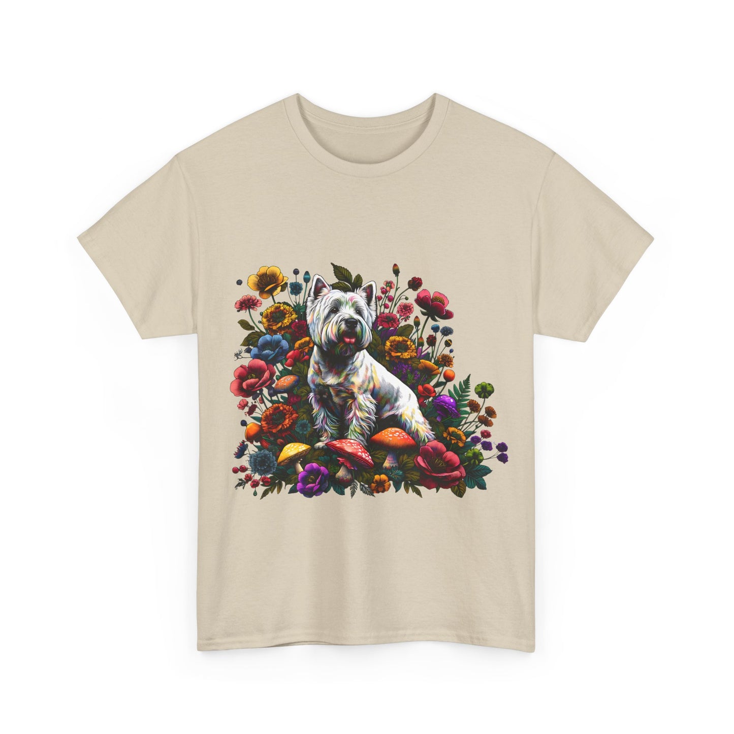 Botanical Westie, West White Highland Terrier dog - Unisex Heavy Cotton Tee