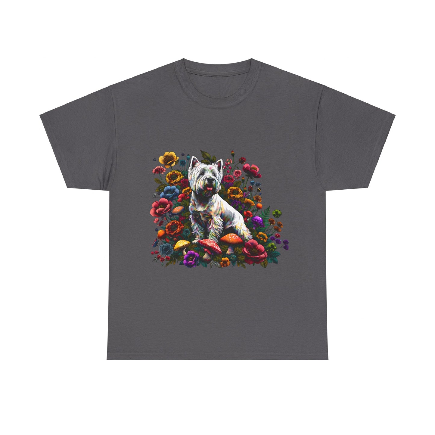 Botanical Westie, West White Highland Terrier dog - Unisex Heavy Cotton Tee