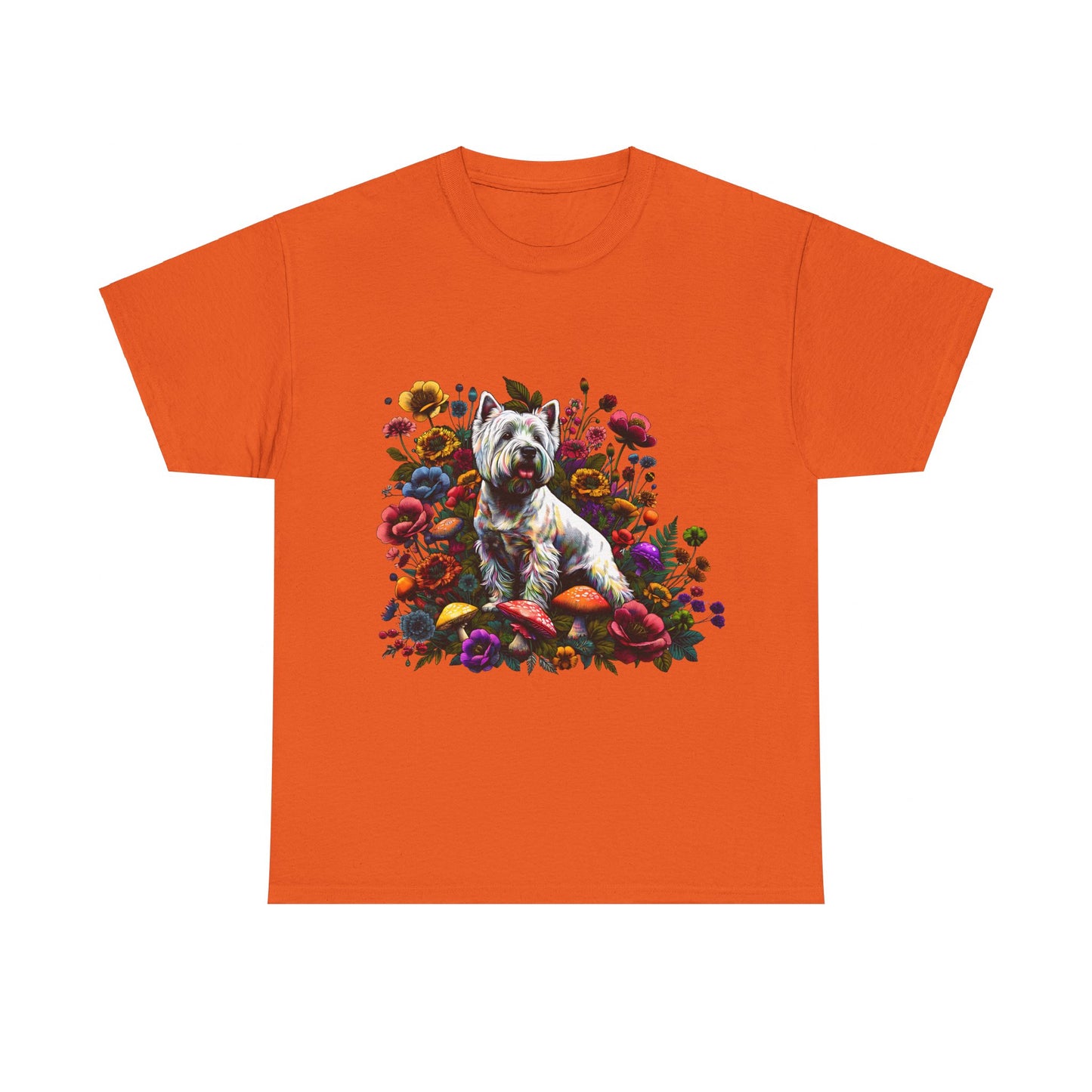 Botanical Westie, West White Highland Terrier dog - Unisex Heavy Cotton Tee
