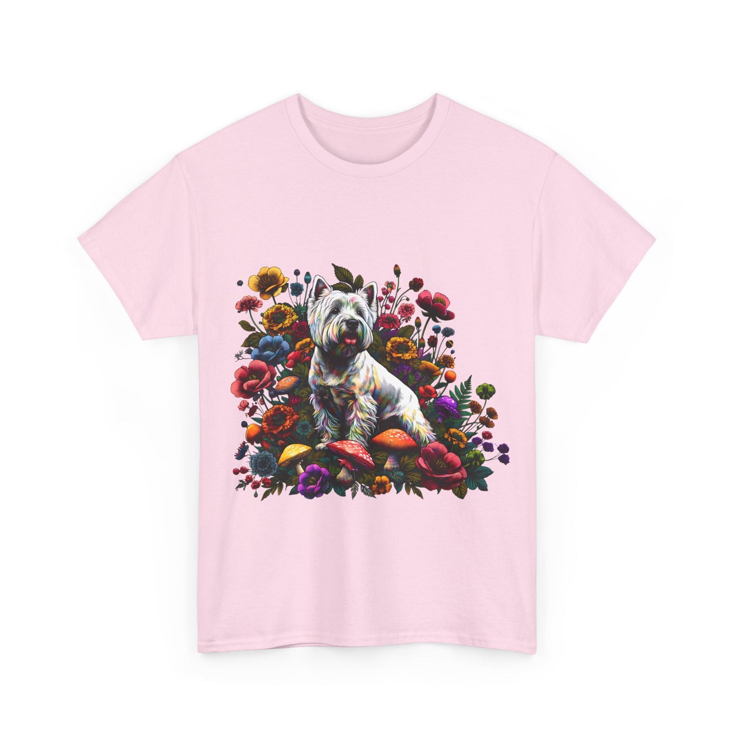 Botanical Westie, West White Highland Terrier dog - Unisex Heavy Cotton Tee