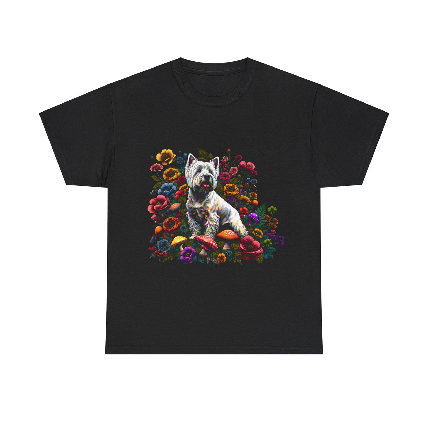 Botanical Westie, West White Highland Terrier dog - Unisex Heavy Cotton Tee