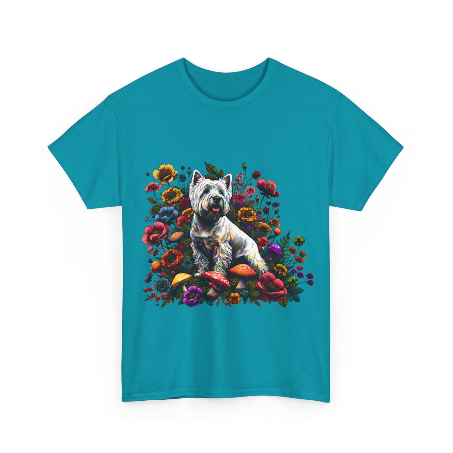 Botanical Westie, West White Highland Terrier dog - Unisex Heavy Cotton Tee