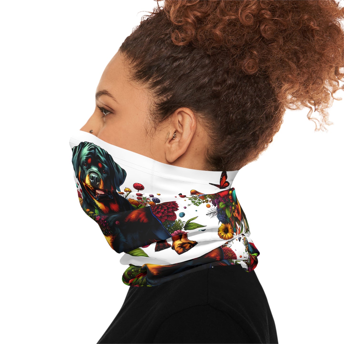 Botanical Rottweiler, Rottie dog - Lightweight Neck Gaiter