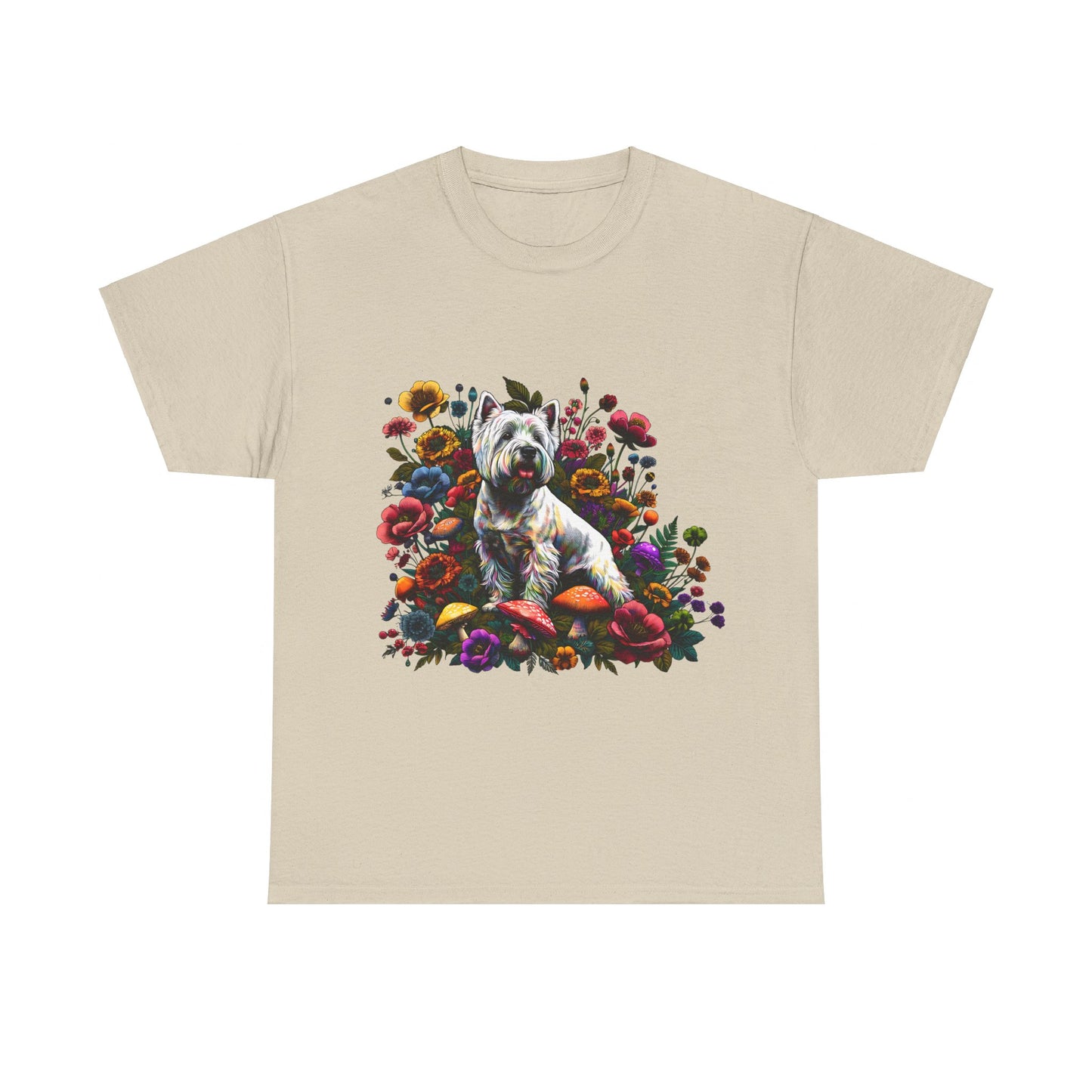 Botanical Westie, West White Highland Terrier dog - Unisex Heavy Cotton Tee