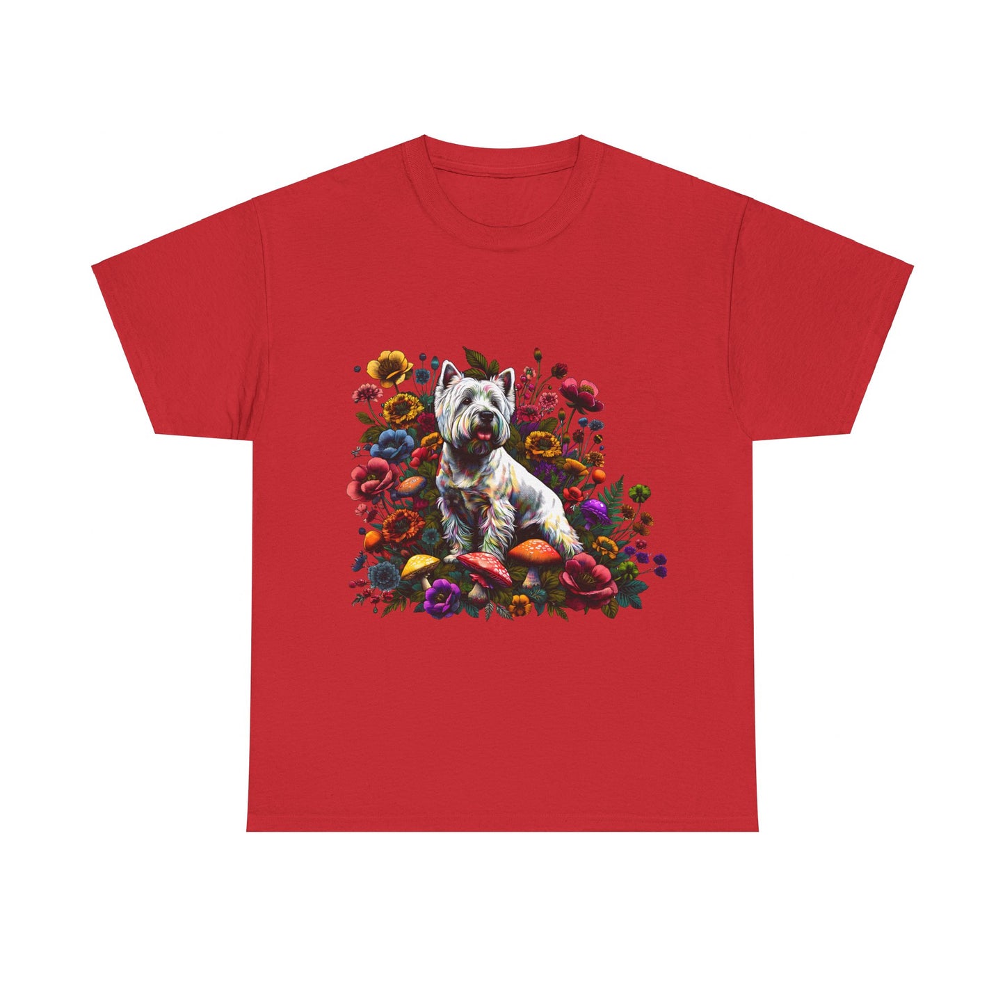 Botanical Westie, West White Highland Terrier dog - Unisex Heavy Cotton Tee