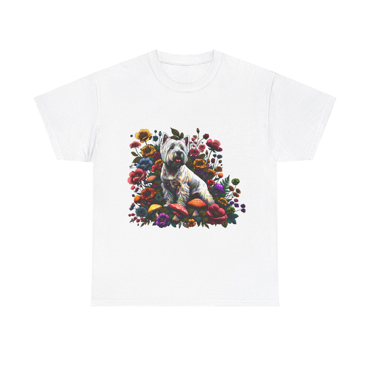 Botanical Westie, West White Highland Terrier dog - Unisex Heavy Cotton Tee