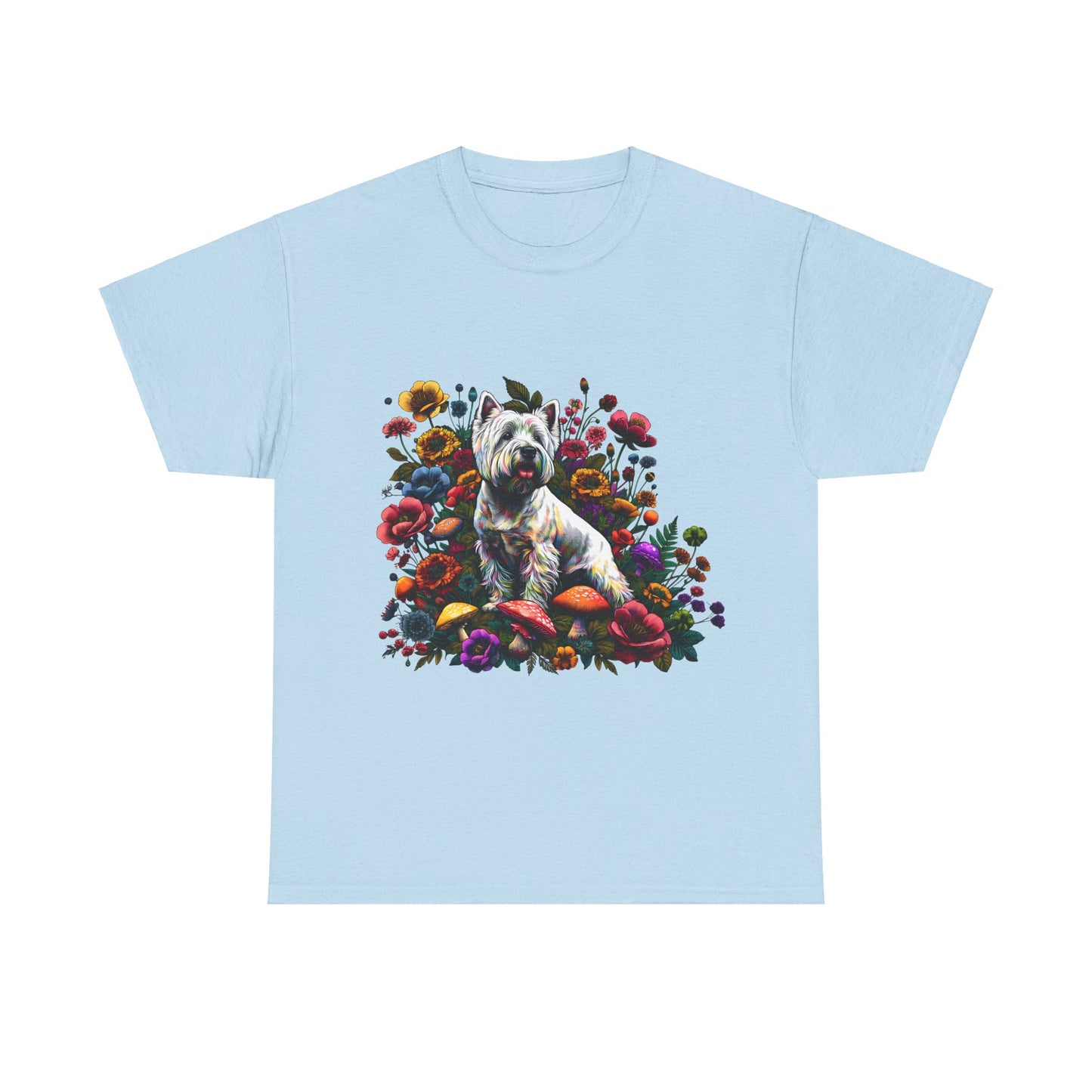Botanical Westie, West White Highland Terrier dog - Unisex Heavy Cotton Tee