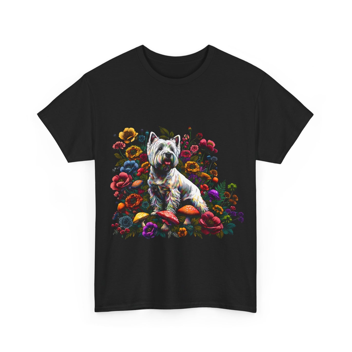 Botanical Westie, West White Highland Terrier dog - Unisex Heavy Cotton Tee