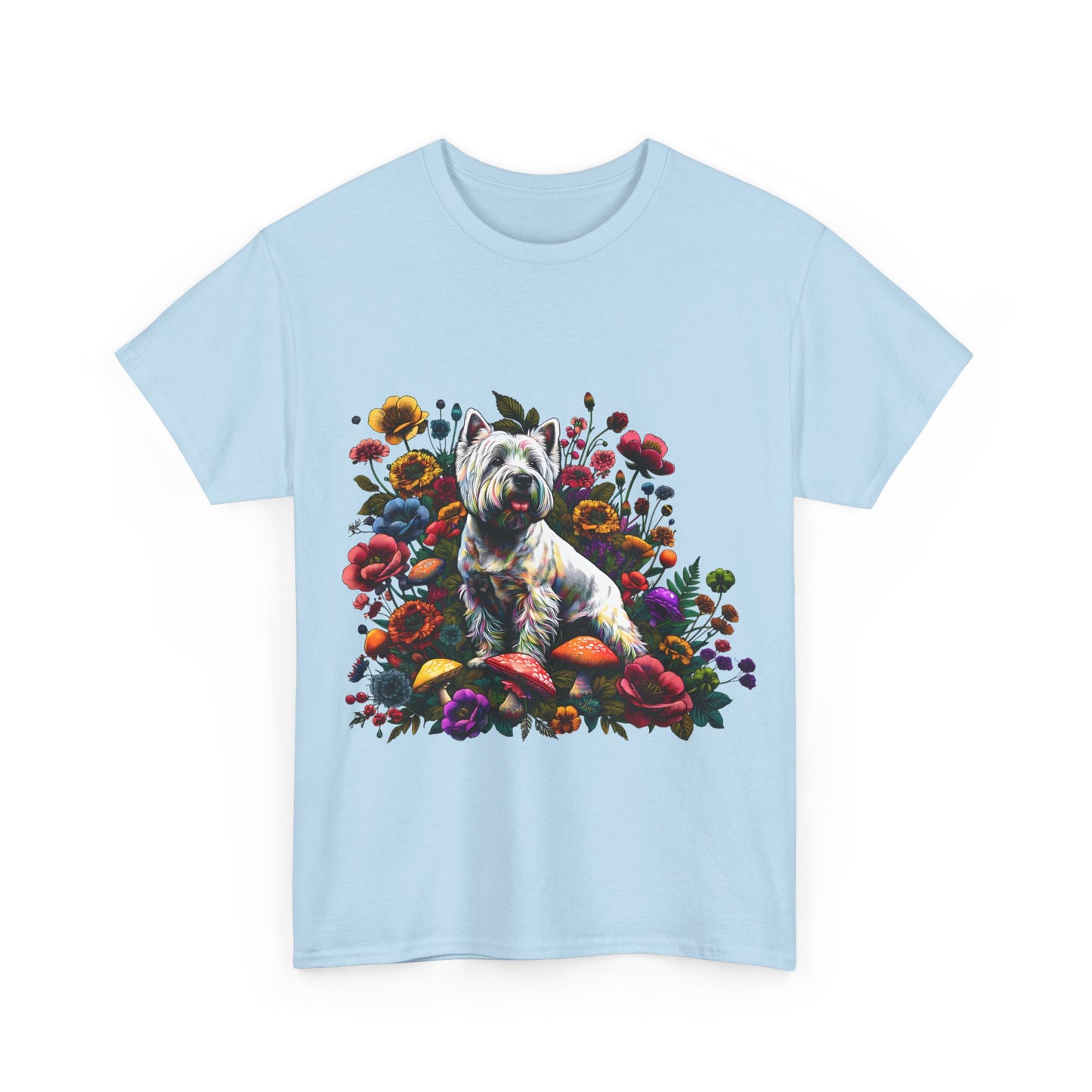 Botanical Westie, West White Highland Terrier dog - Unisex Heavy Cotton Tee