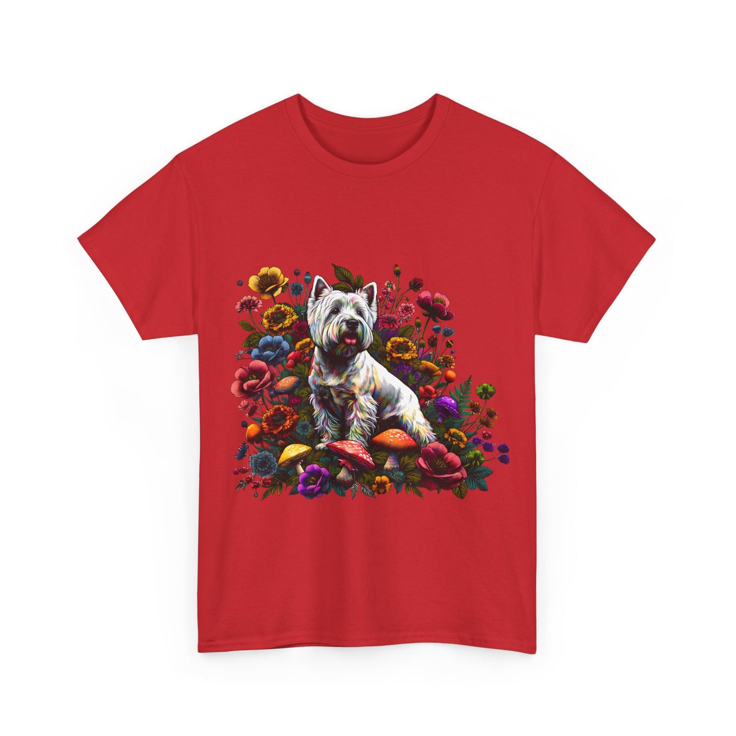 Botanical Westie, West White Highland Terrier dog - Unisex Heavy Cotton Tee