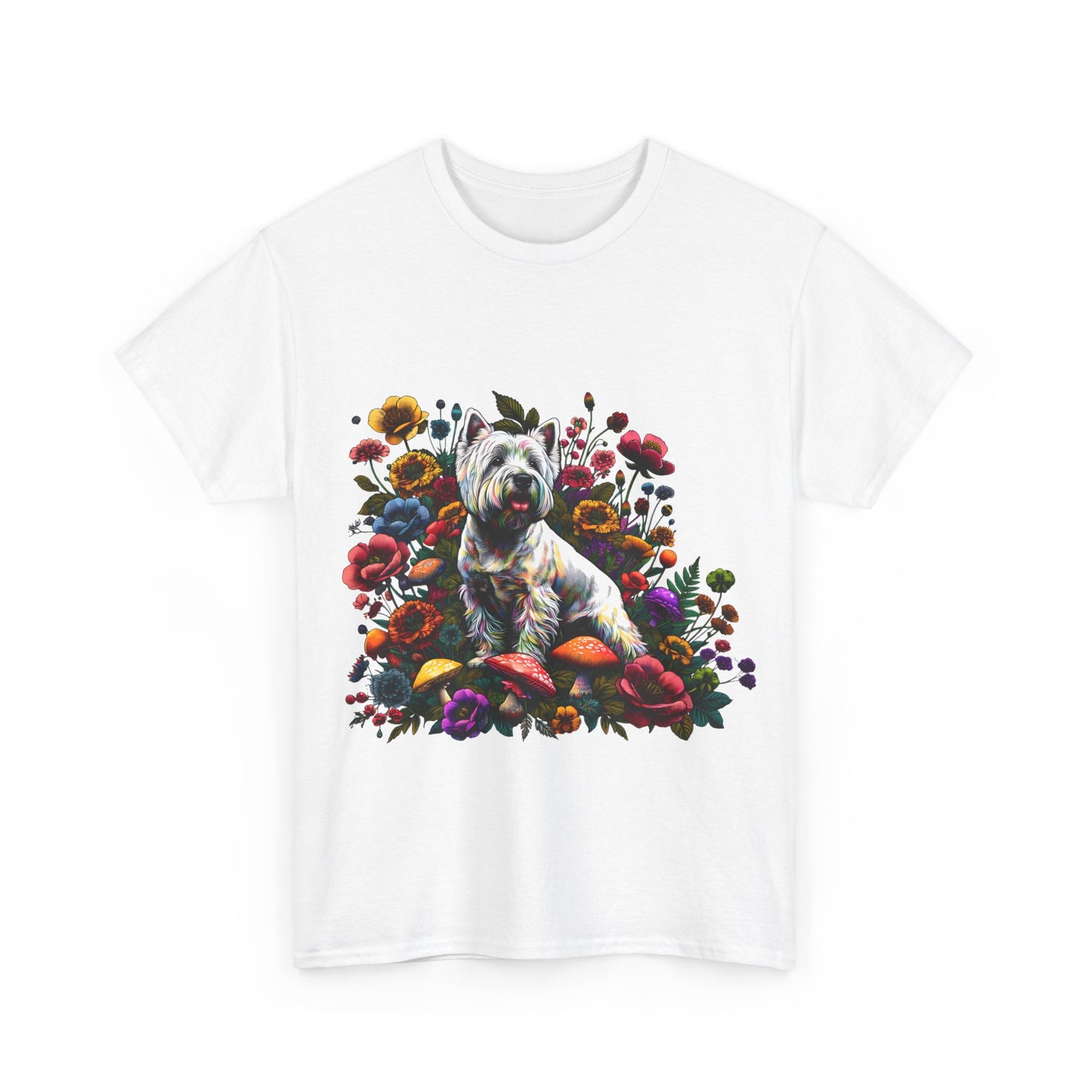 Botanical Westie, West White Highland Terrier dog - Unisex Heavy Cotton Tee