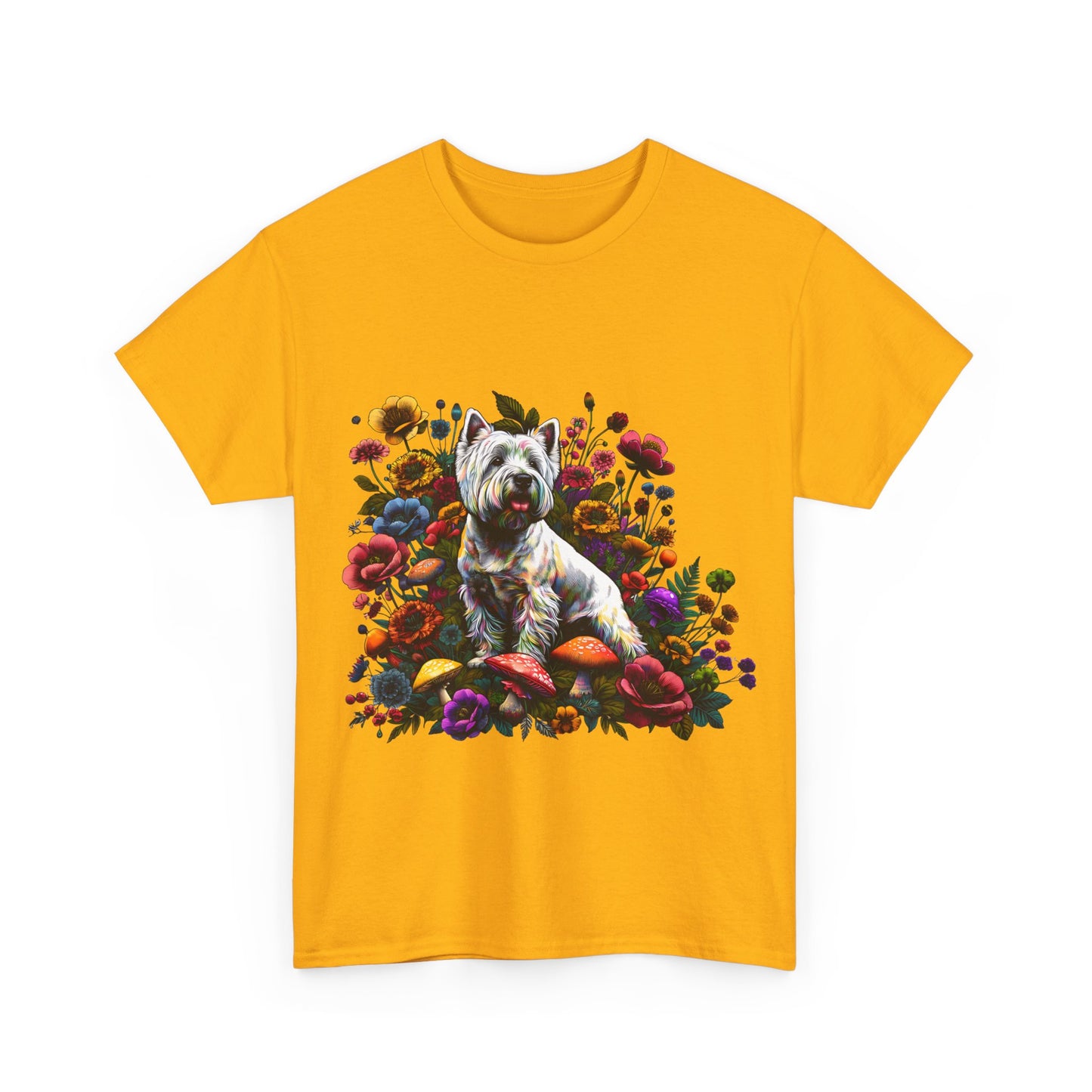 Botanical Westie, West White Highland Terrier dog - Unisex Heavy Cotton Tee