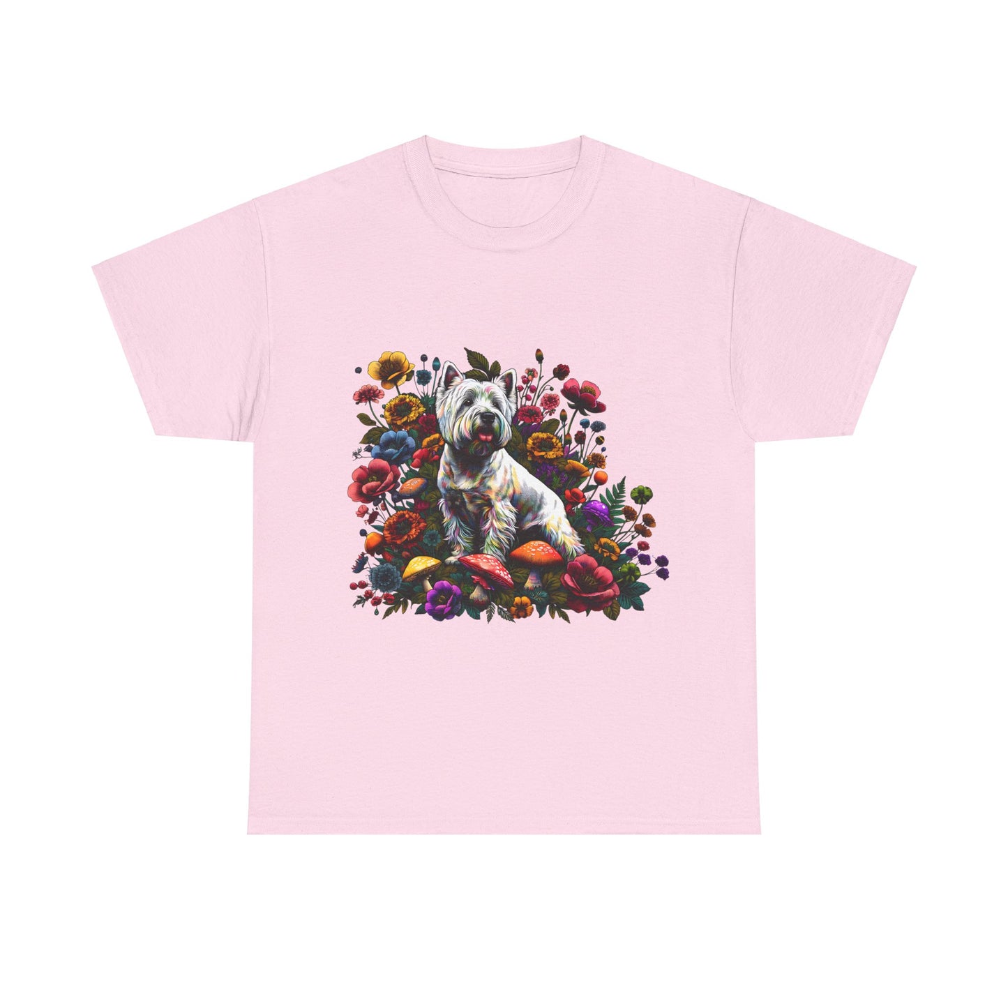 Botanical Westie, West White Highland Terrier dog - Unisex Heavy Cotton Tee