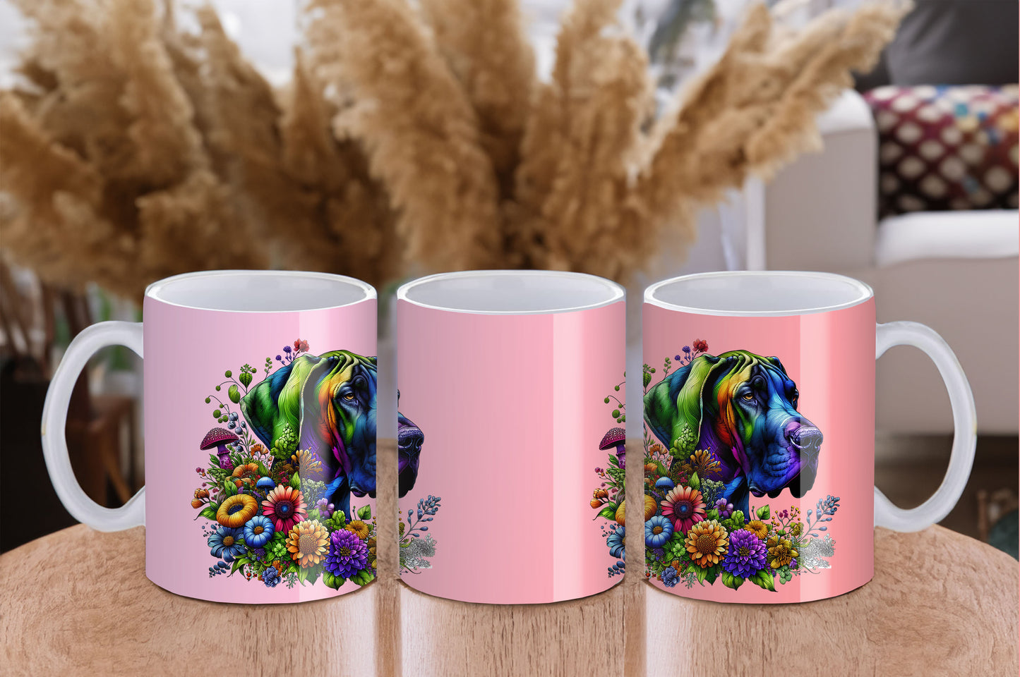 Botanical Great Dane dog - 11 oz Ceramic Mug - Cup