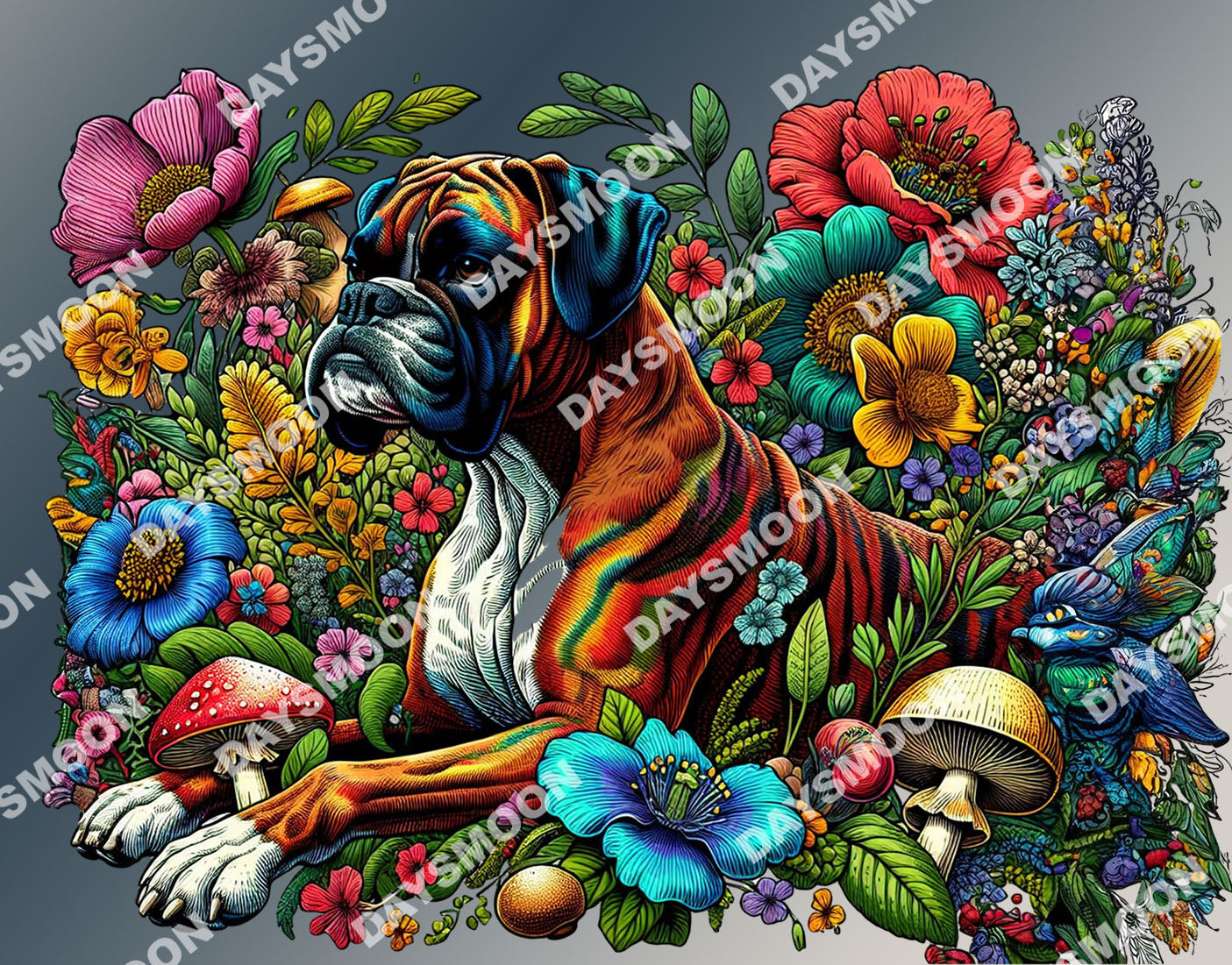 Botanical Boxer Breed Dog 20 oz Stainless Steel Tumbler