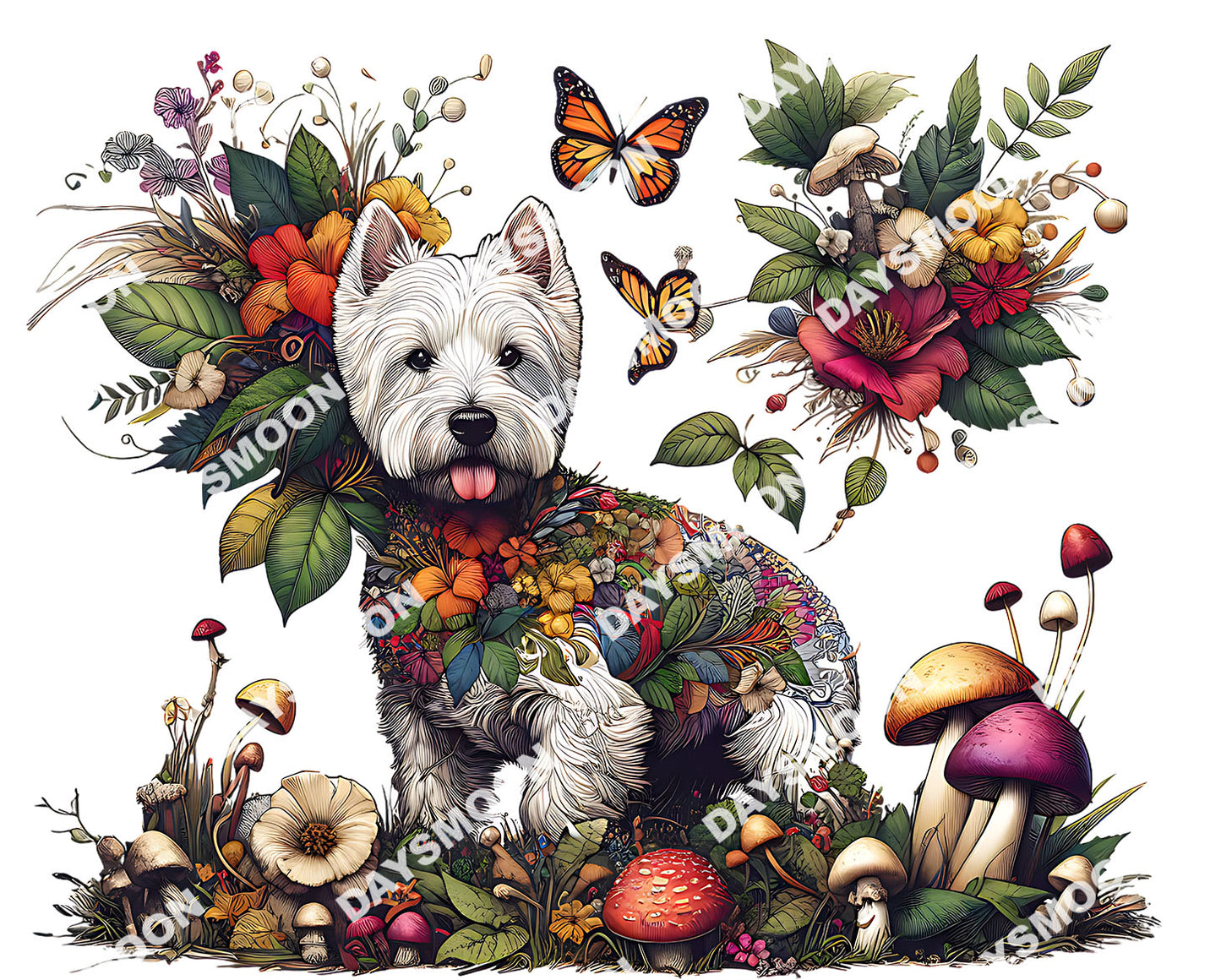 Botanical Westie, West White Highland Terrier Dog - 20 oz Stainless Steel Tumbler