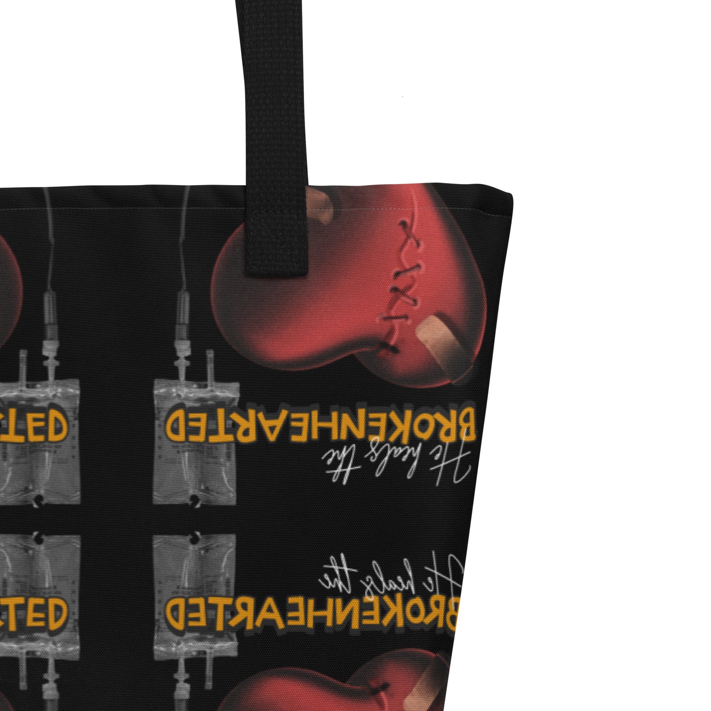 He heals the brokenhearted - bandages wounds Psalm 147:3 All-Over Print Large Tote Bag