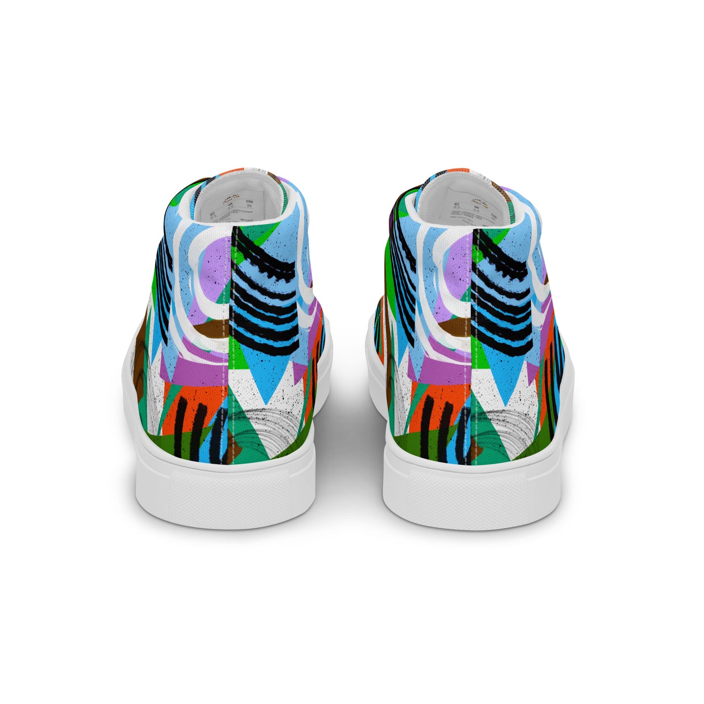 Geometric Shapes Green Orange Men’s high top canvas shoes