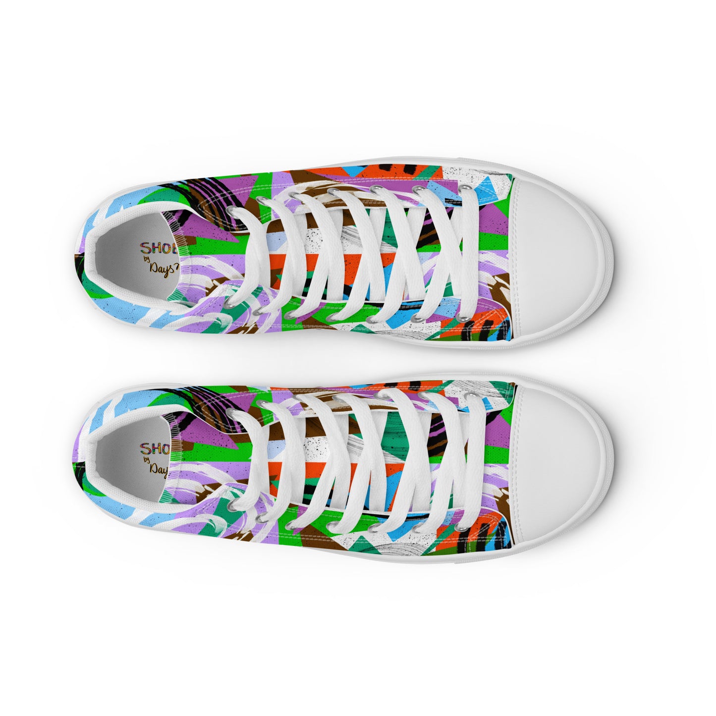 Geometric Shapes Green Orange Men’s high top canvas shoes