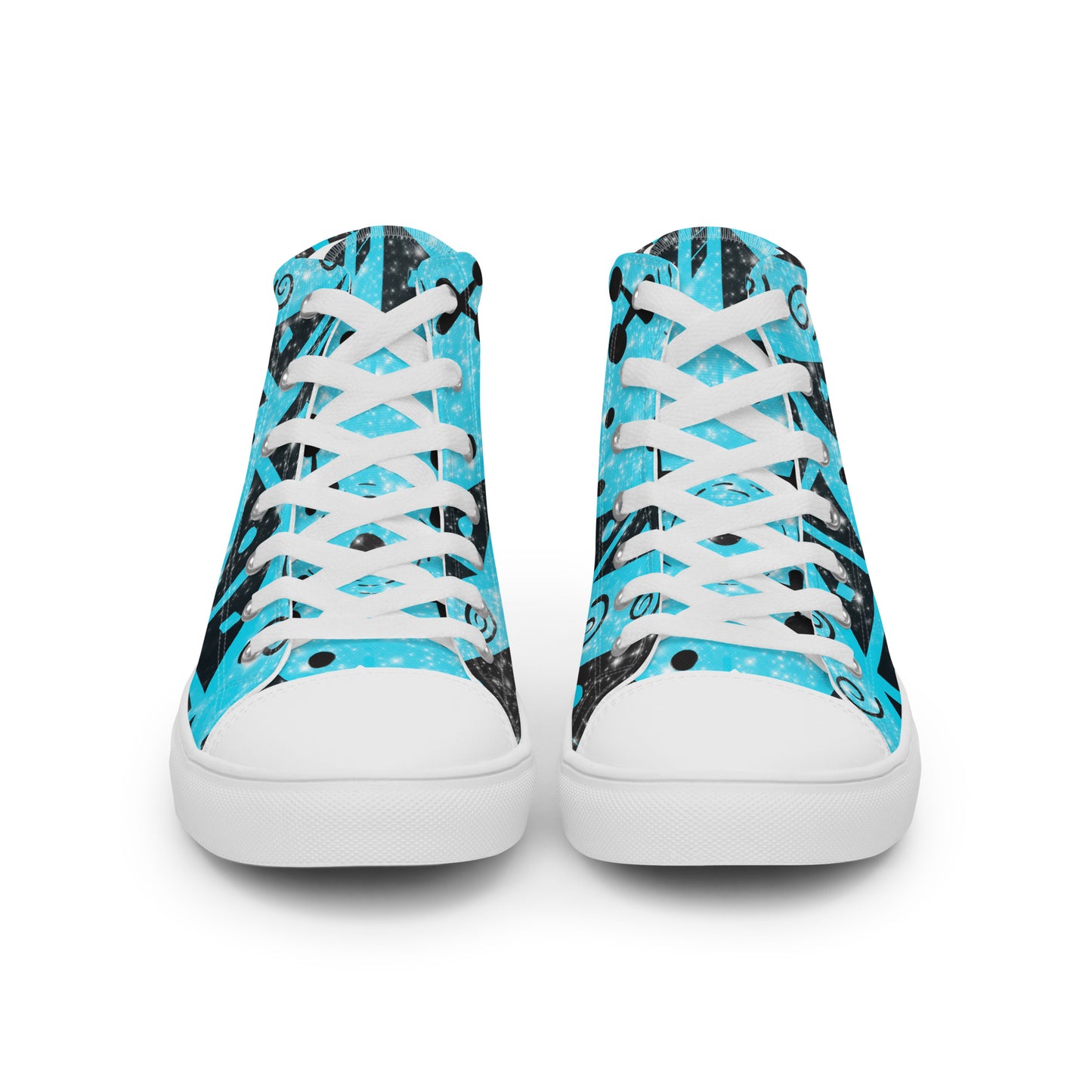 Geometry Abstraction Block Blue Men’s high top canvas shoes