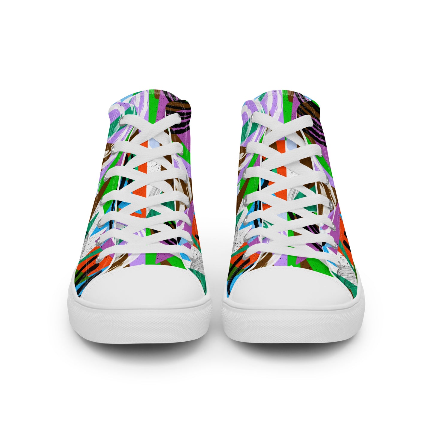 Geometric Shapes Green Orange Men’s high top canvas shoes