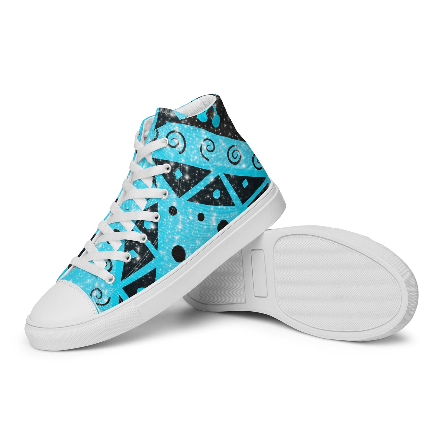 Geometry Abstraction Block Blue Men’s high top canvas shoes