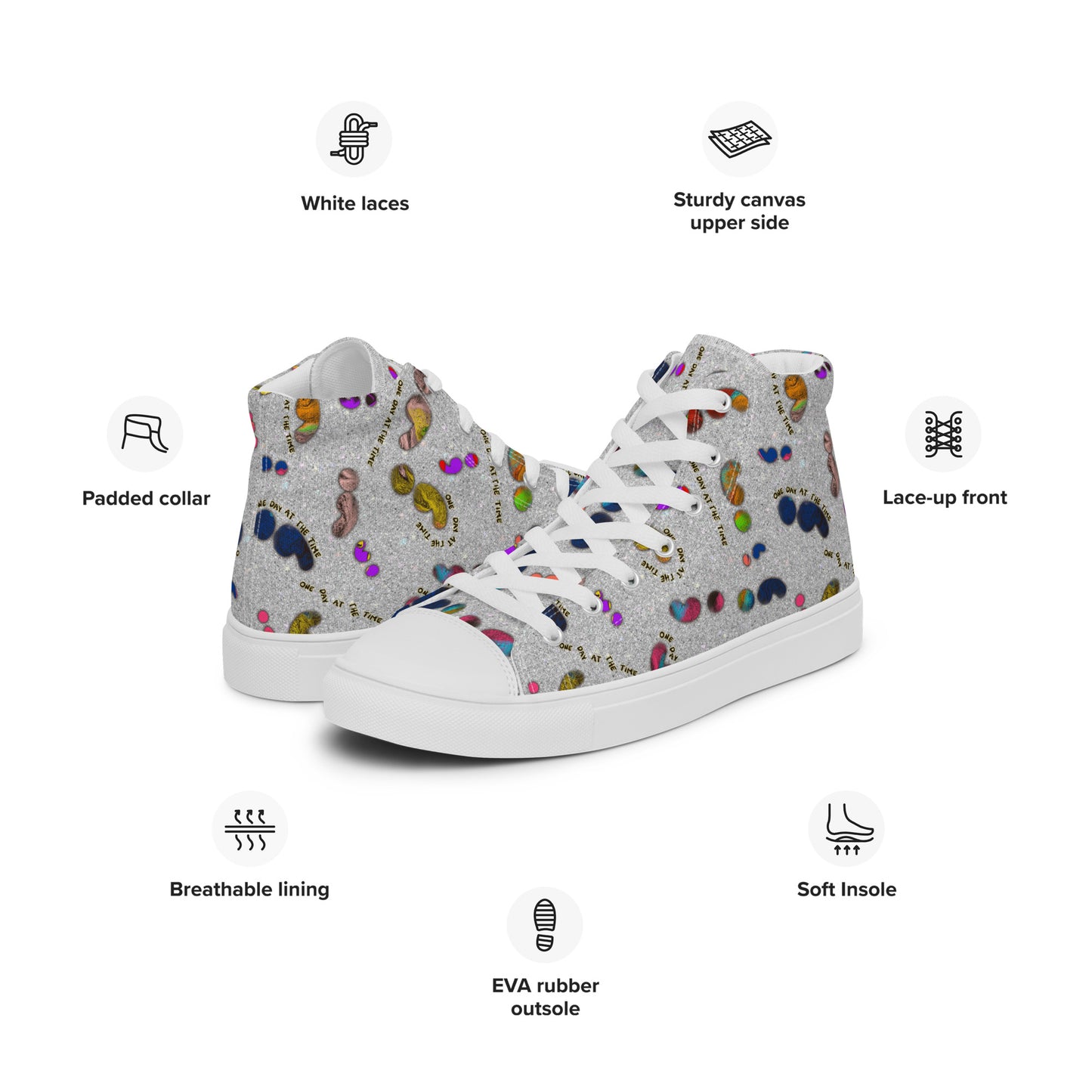 Semi-Colon One Day At The Time Men’s high top canvas shoes
