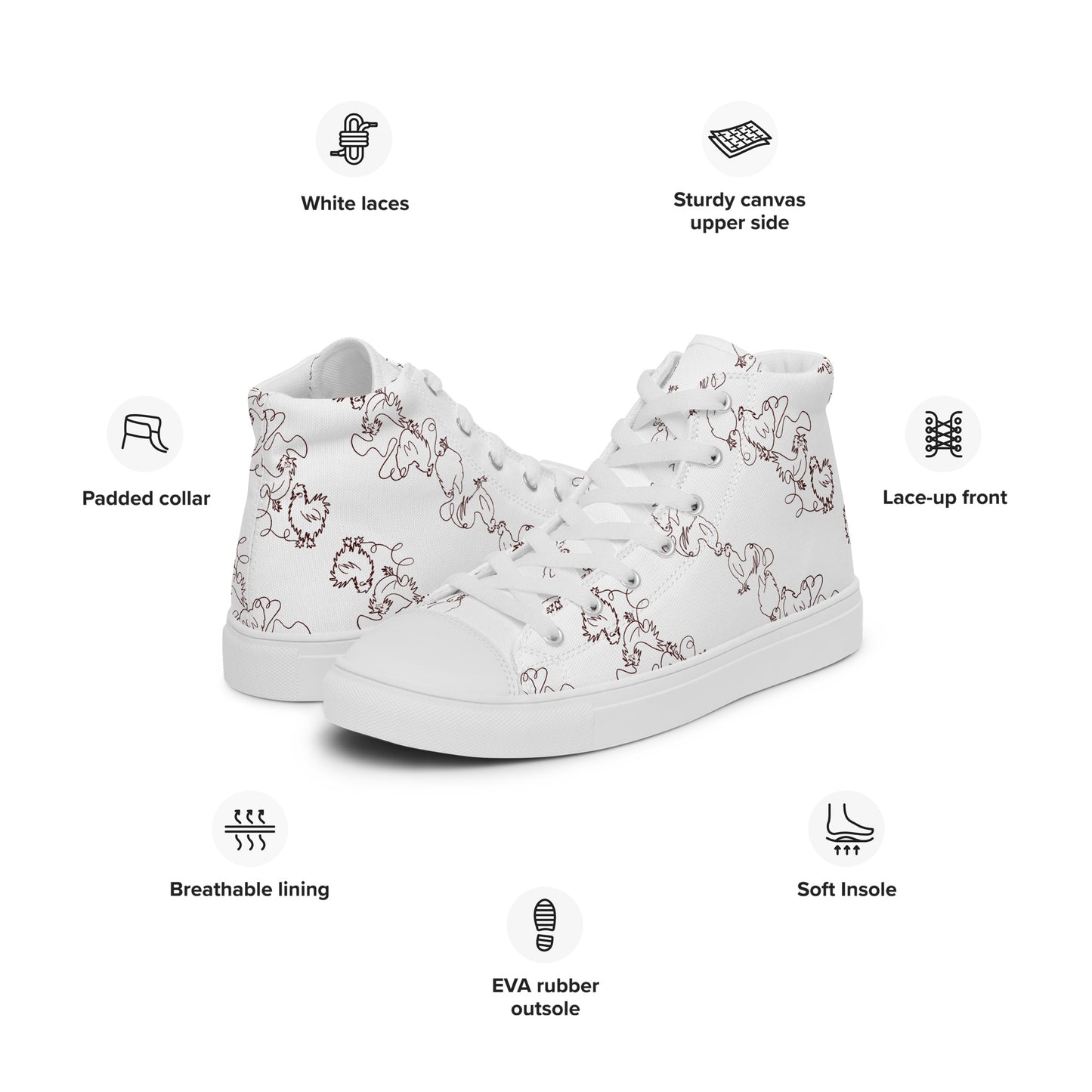 Chicken Minimalist Men’s high top canvas shoes