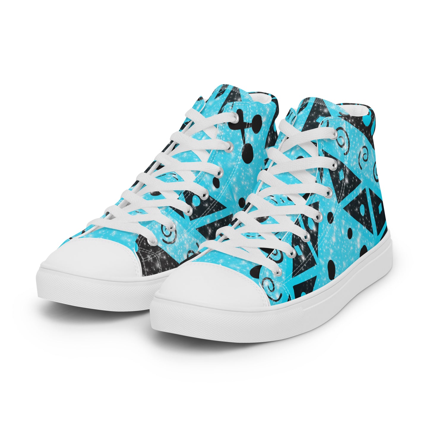 Geometry Abstraction Block Blue Men’s high top canvas shoes
