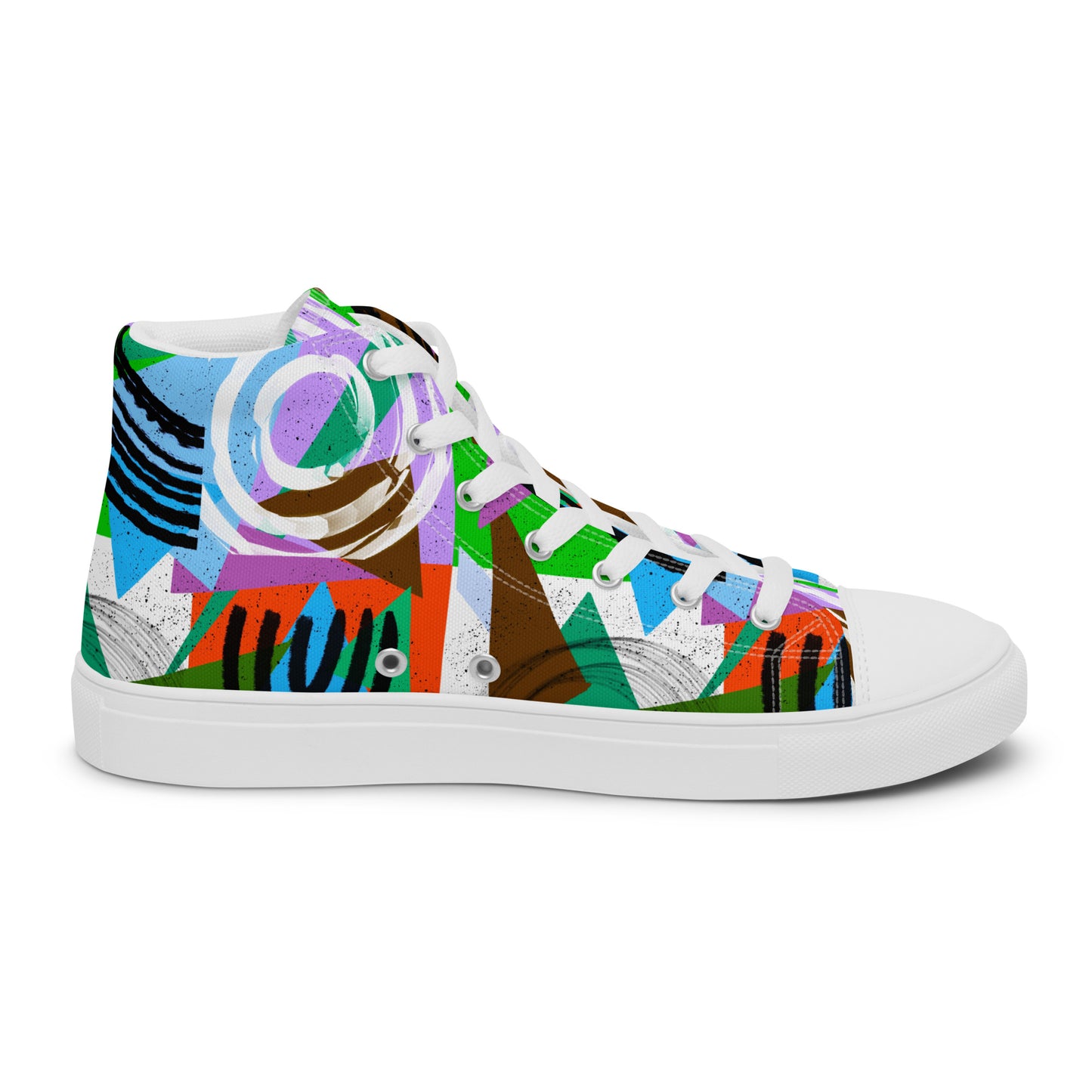 Geometric Shapes Green Orange Men’s high top canvas shoes