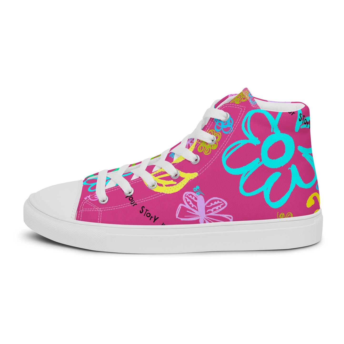 Your Story Is Not Over Pink Men’s high top canvas shoes
