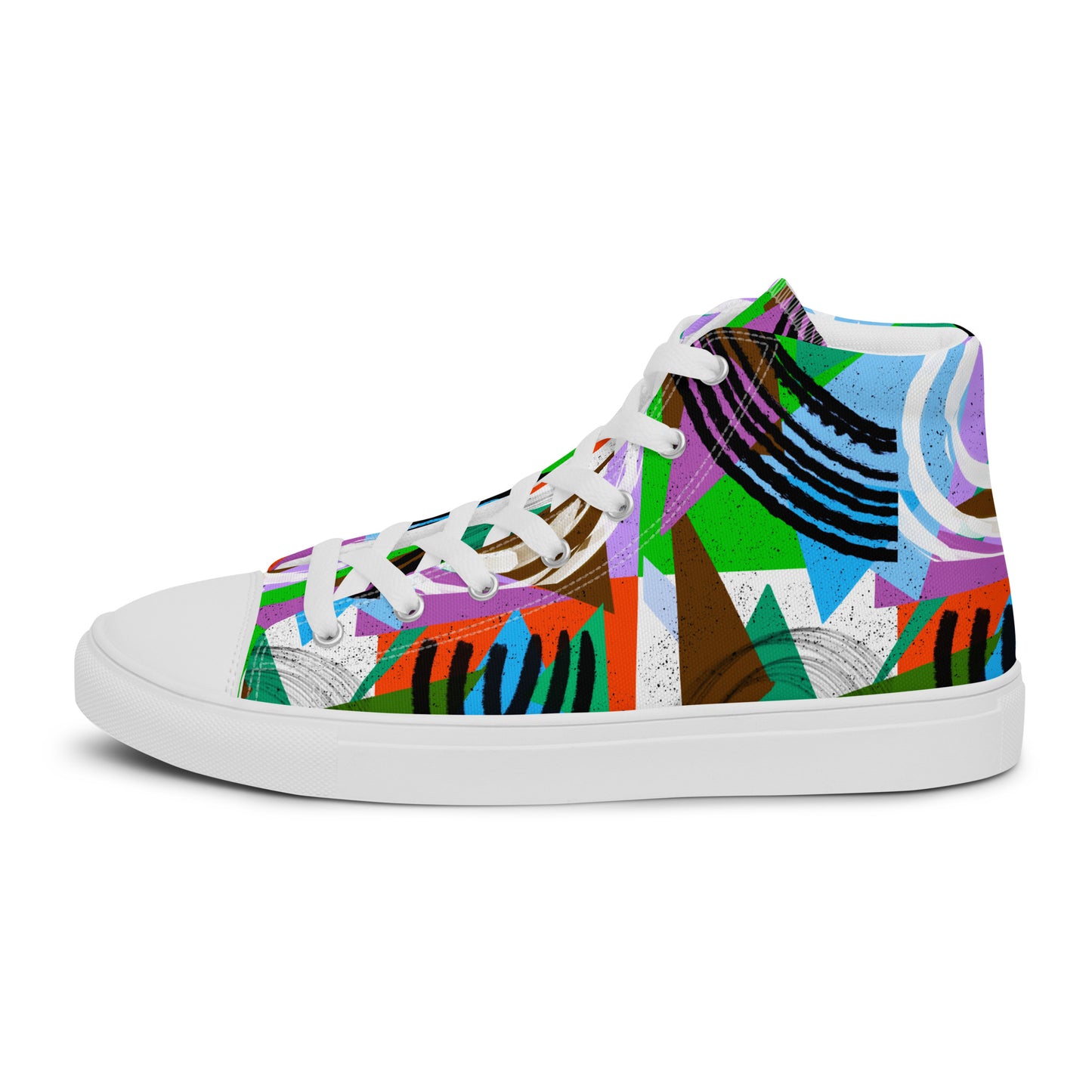 Geometric Shapes Green Orange Men’s high top canvas shoes
