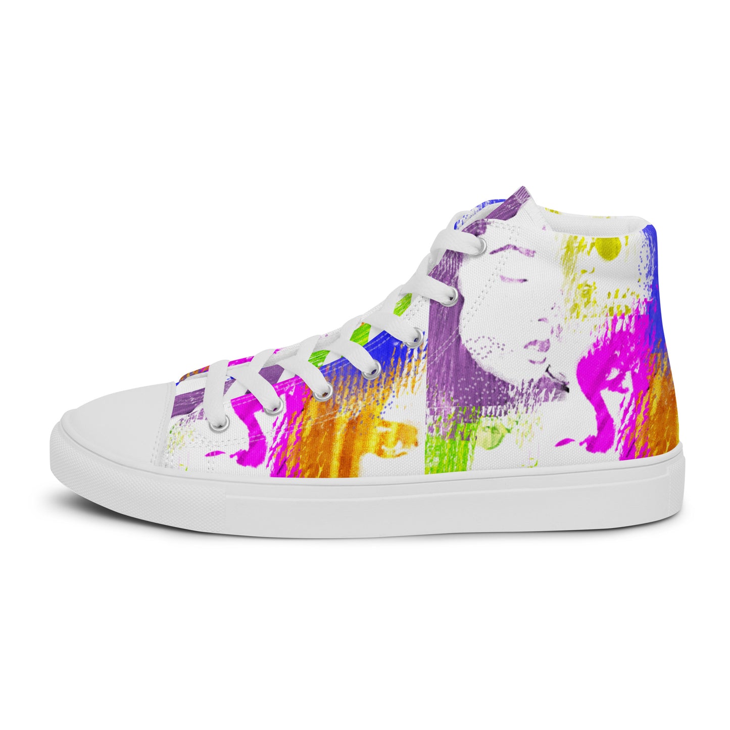 Pop-Art Bold Colorful Faces Men’s high top canvas shoes