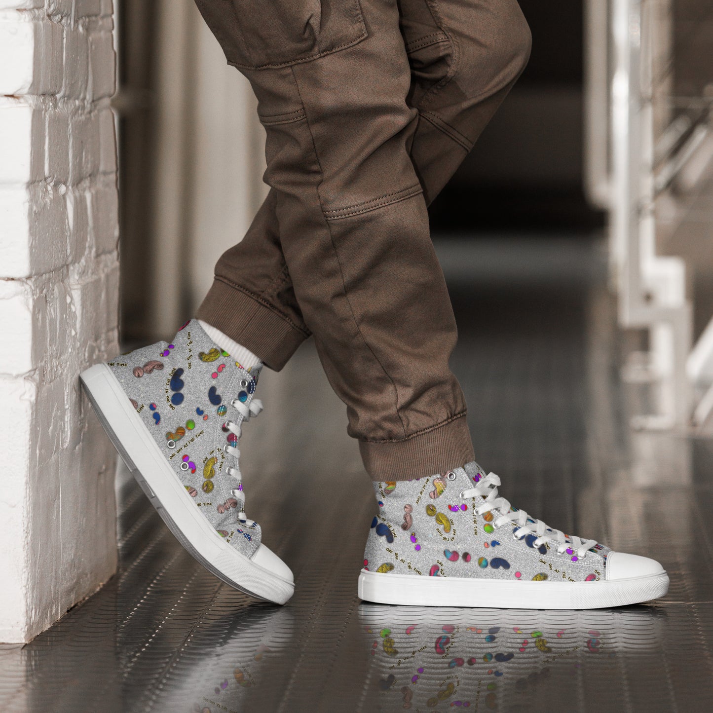 Semi-Colon One Day At The Time Men’s high top canvas shoes
