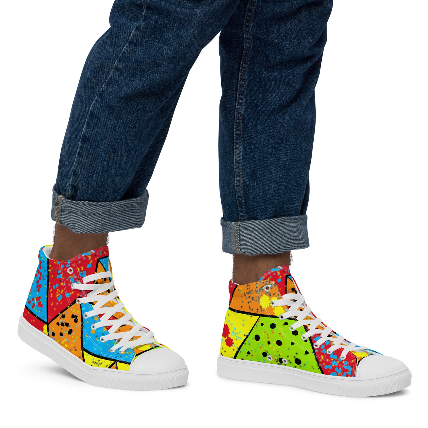 Geometric Colorful Shapes Men’s high top canvas shoes