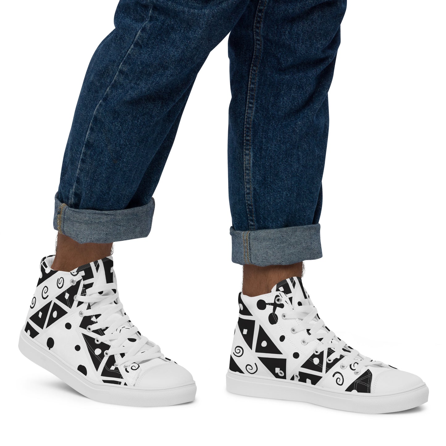 Geometry Abstraction Block Men’s high top canvas shoes