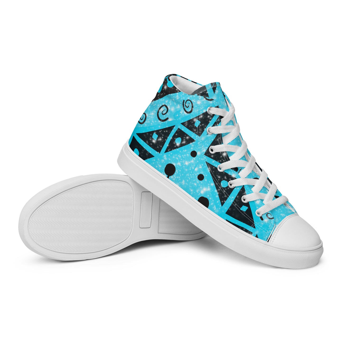 Geometry Abstraction Block Blue Men’s high top canvas shoes
