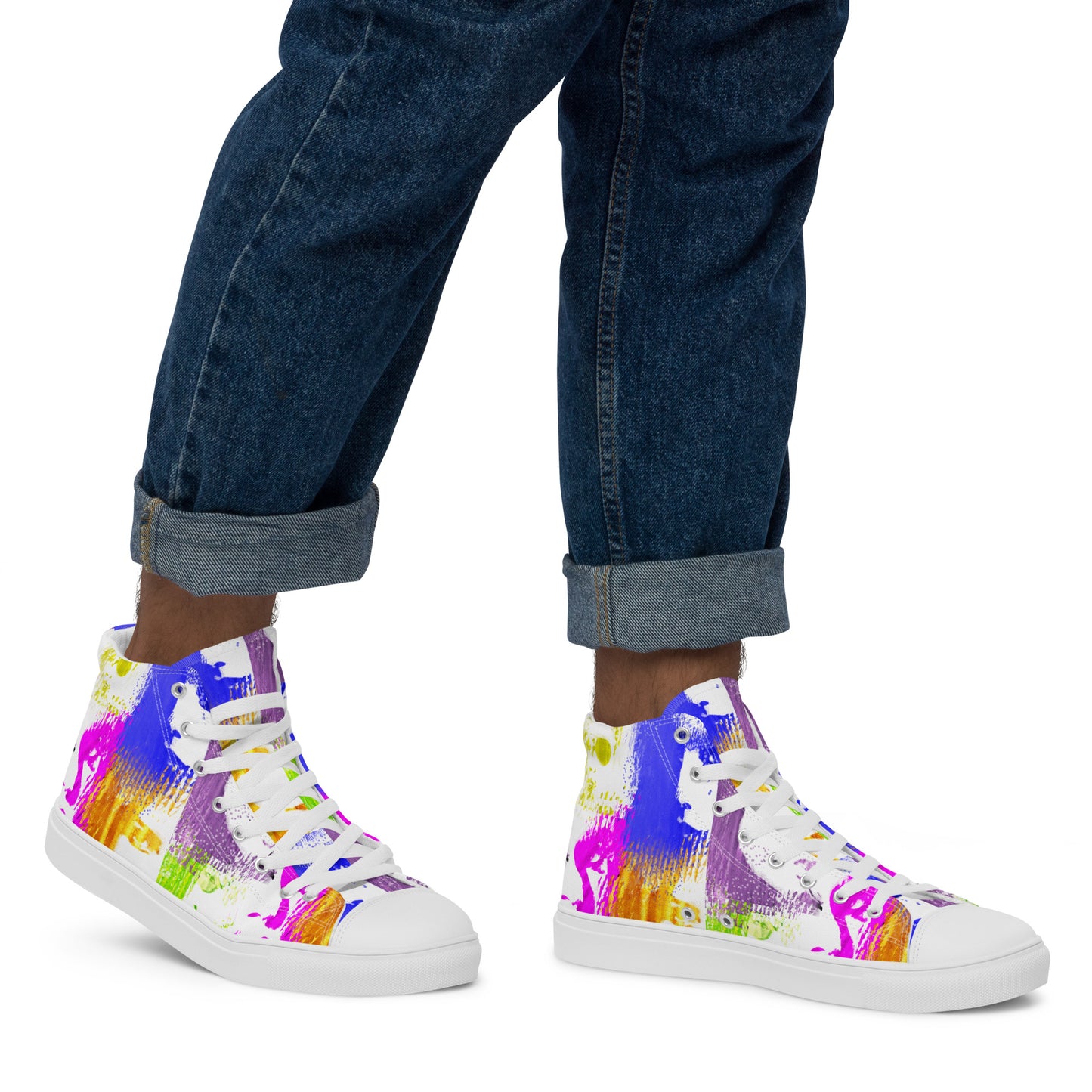 Pop-Art Bold Colorful Faces Men’s high top canvas shoes