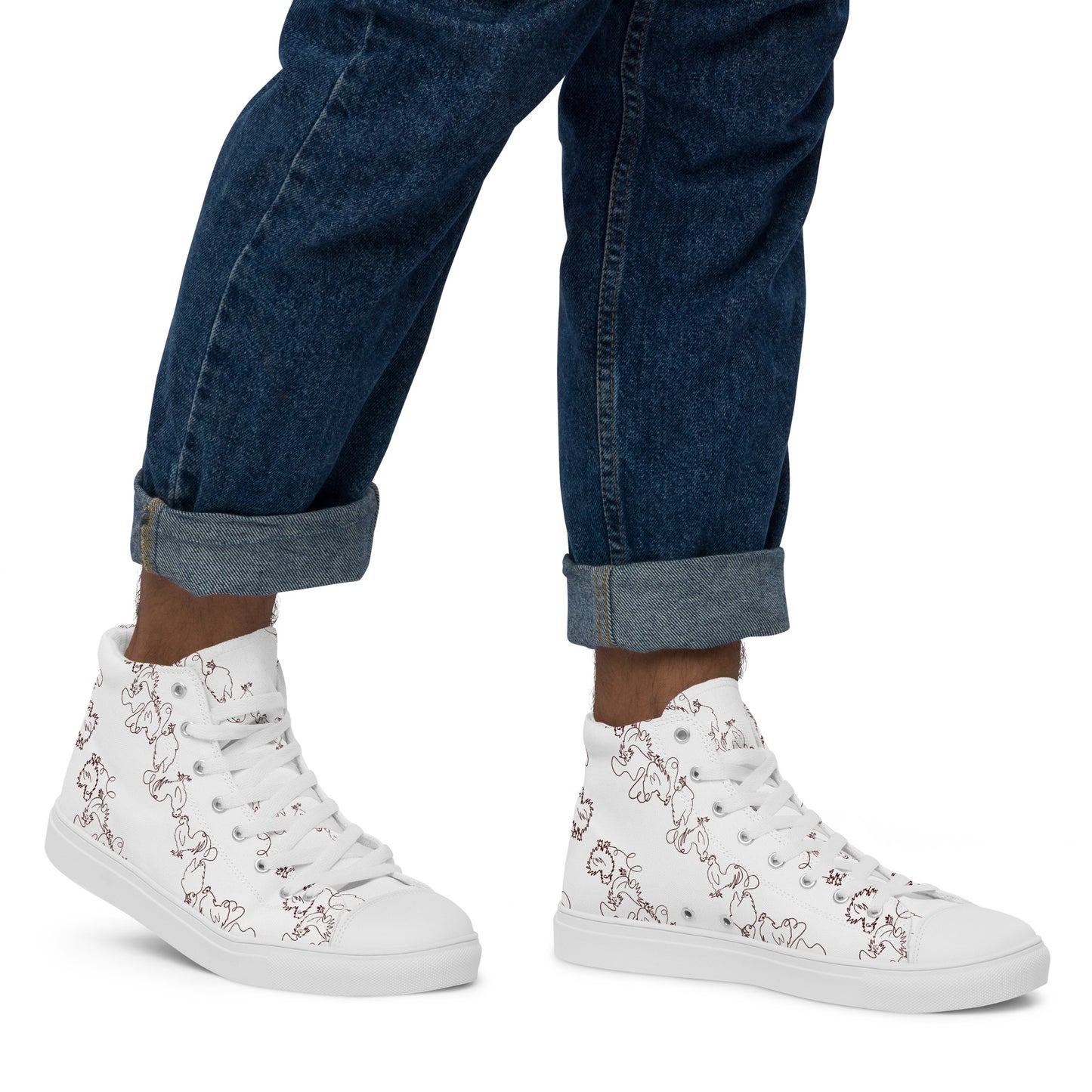 Chicken Minimalist Men’s high top canvas shoes
