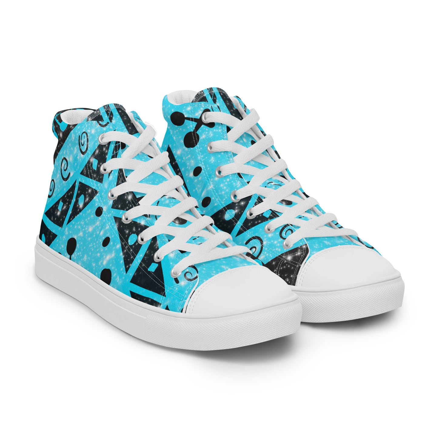 Geometry Abstraction Block Blue Men’s high top canvas shoes