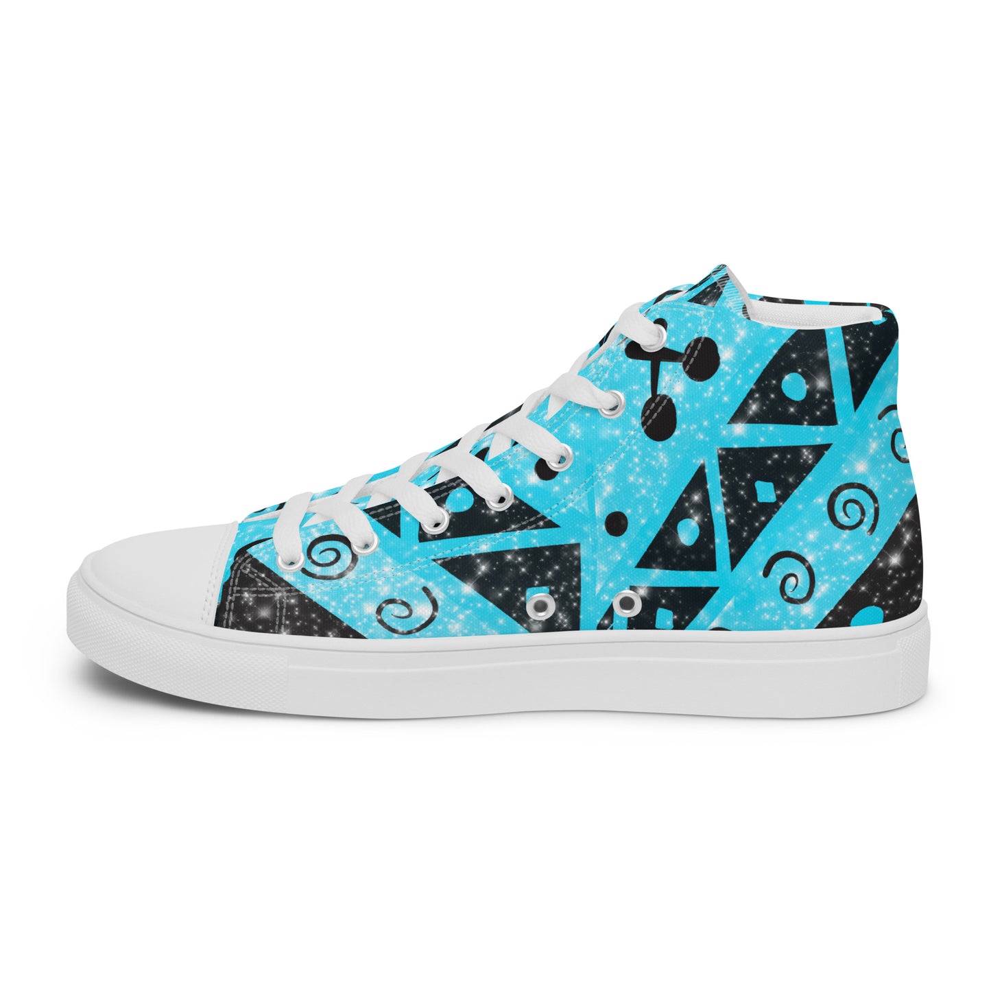 Geometry Abstraction Block Blue Men’s high top canvas shoes