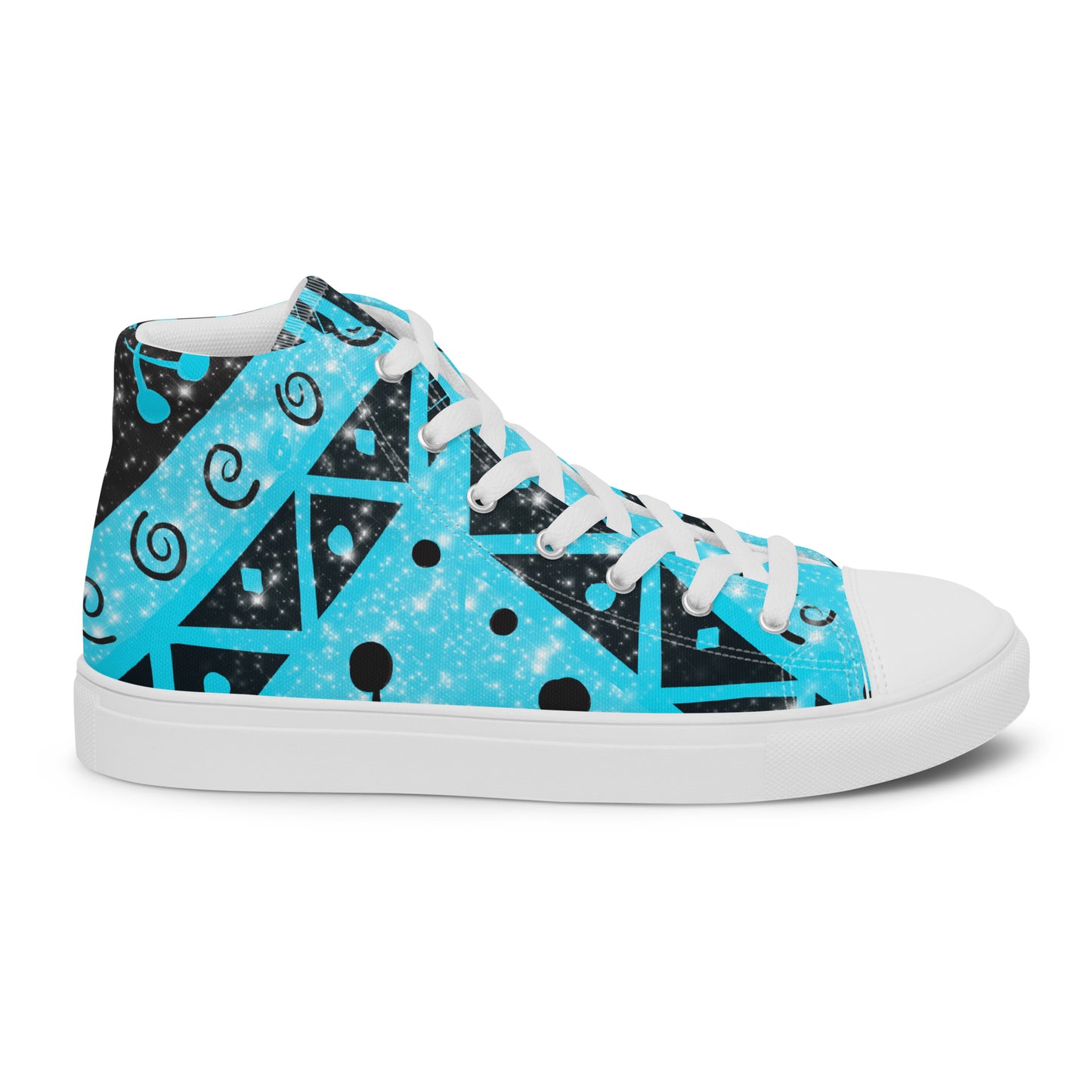 Geometry Abstraction Block Blue Men’s high top canvas shoes