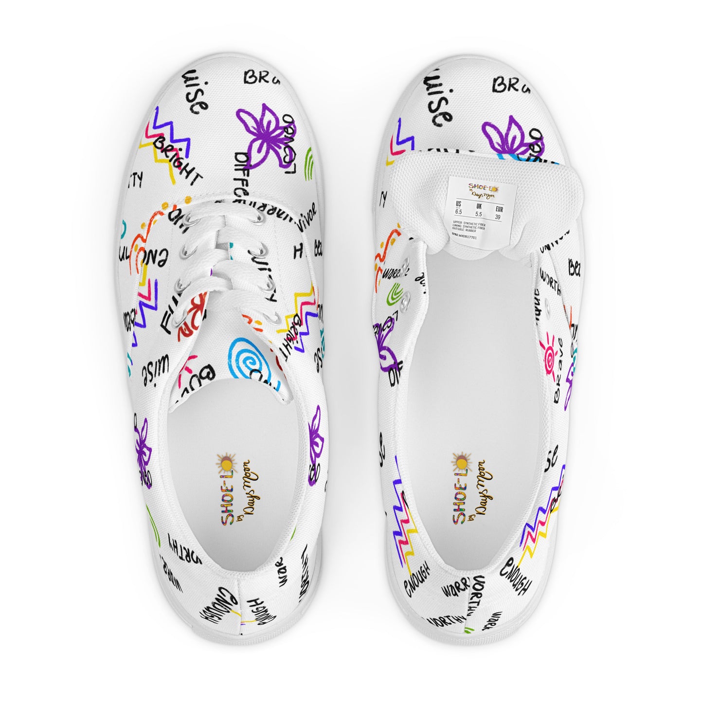 I Am Who I Am Worthy Loved Different Men’s lace-up canvas shoes