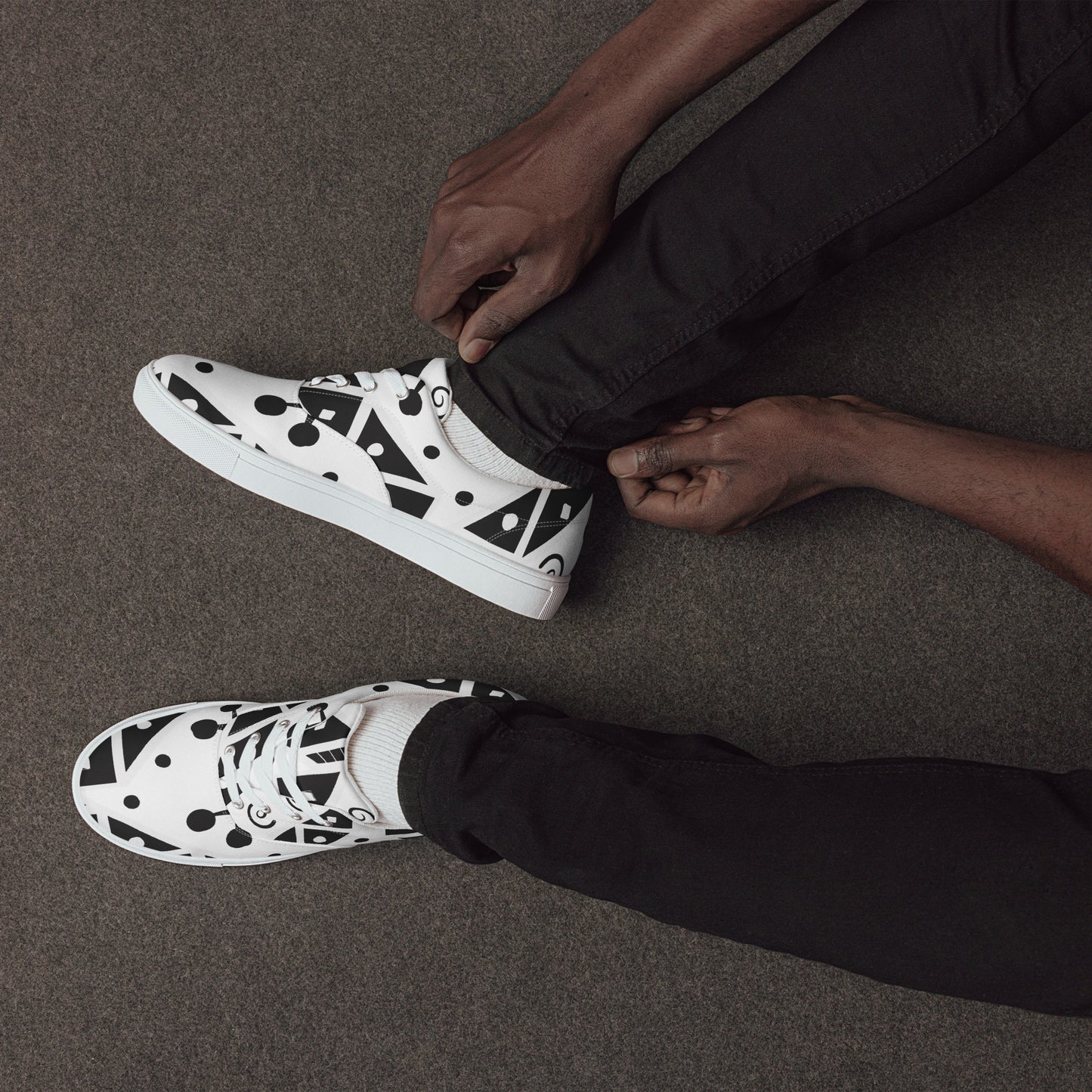 Geometry Abstraction Block Men’s lace-up canvas shoes
