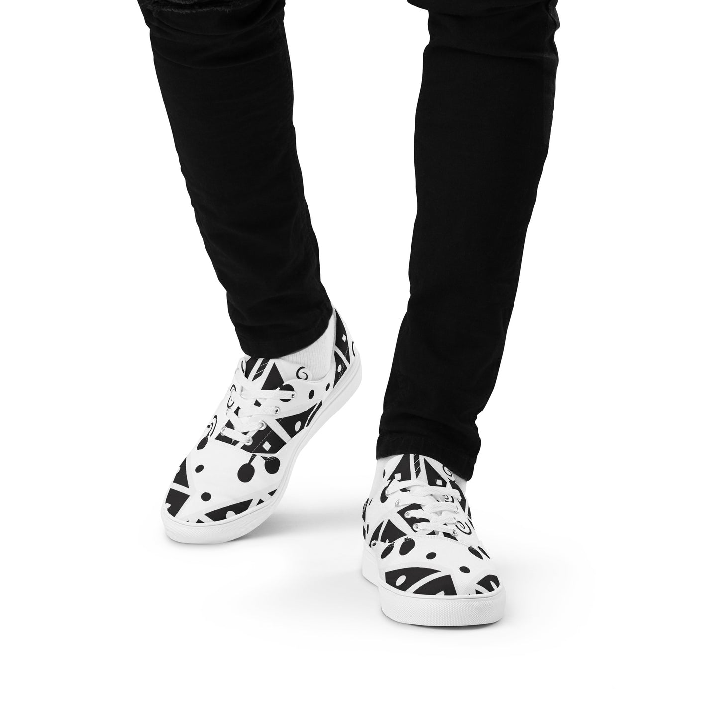 Geometry Abstraction Block Men’s lace-up canvas shoes